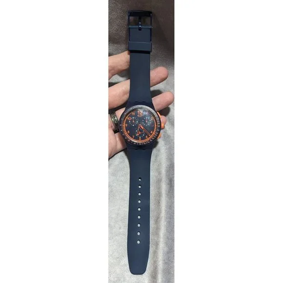 Navy And Orange Swatch Watch - Picture 3 of 5